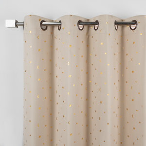 Popxstar  1pc Starry Hollow Polyester Blackout Curtain With Lace, Girls' Princess Style Dual-Layer Window Treatment Darkening Curtain